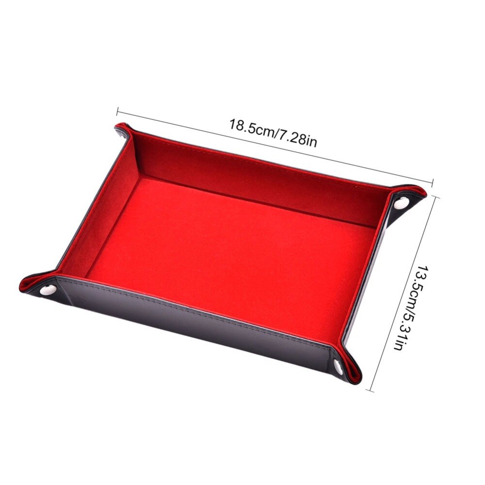 Dubbelzijdig Dobbelstenen Dienblad PU Lederen Vouwen Rechthoek Lade Fluwelen Dobbelstenen Houder Voor RPG DND Schaken Andere Tafel Games En opslag