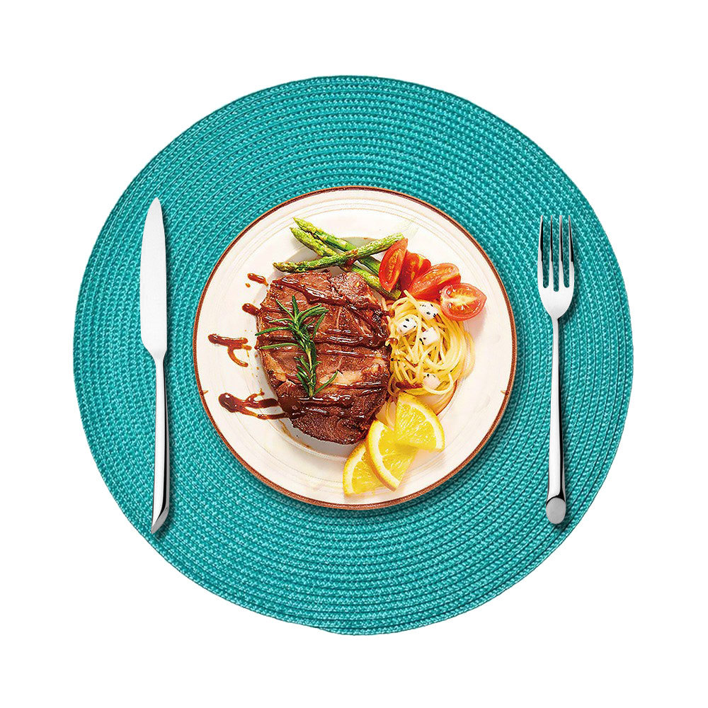 Mantel Individual redondo de 38cm para el hogar, tapete aislante de PP para mesa de comedor, tapete de comedor tejido biodegradable para cocina, mesa de comedor de Navidad, decoración de: Borgoña