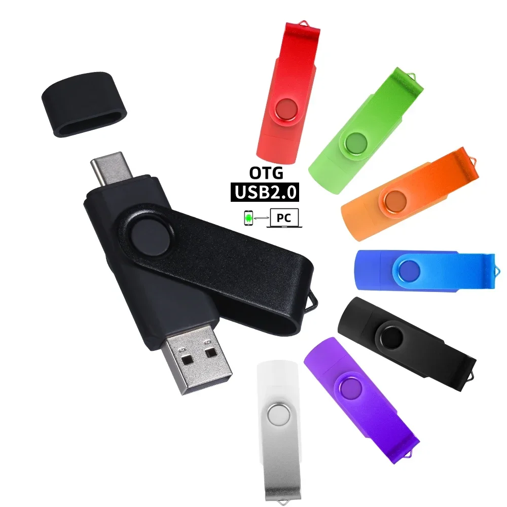 TYPE-C USB Flash Drive 128GB Rode Hoge Snelheid Pen Drive 64GB Donkerblauwe Memory Stick 32GB Draaibare USB Stick 16GB Kleurrijke U Disk