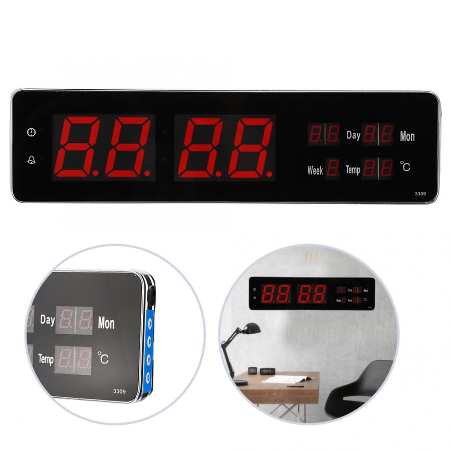 LED Large Perpetual Calendar Digit Desk Wall Clock for Bedroom Living Room US Plug 110-240V Wall Clock