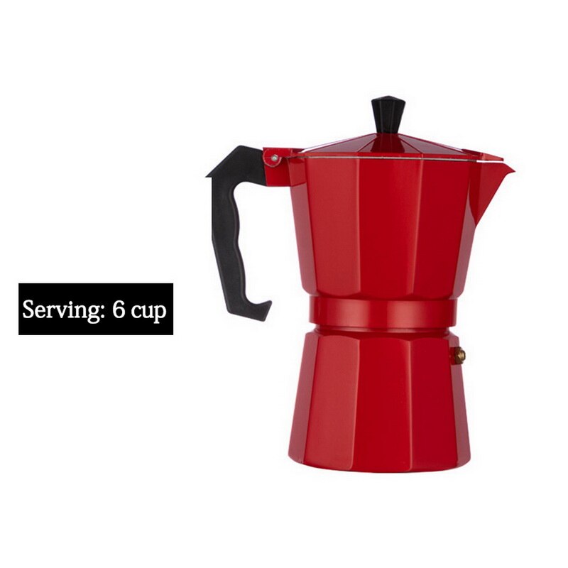 Geyser kaffebryggare 304 rostfritt stål expresso induktion cafetera kaffe moka kruka maskin spis: 6 koppar röda