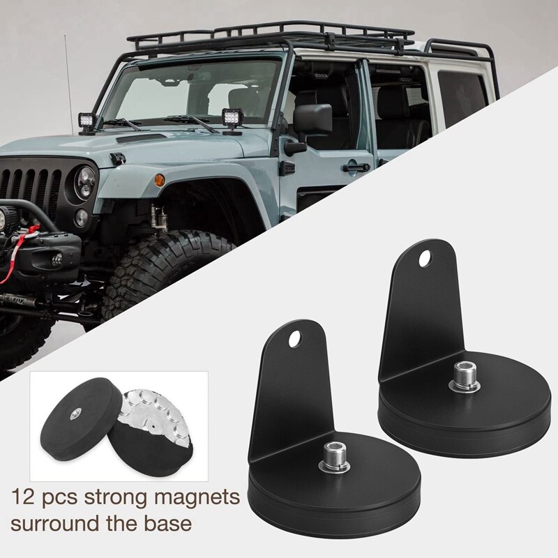 2Pcs Powerful Magnetic Base Mount Bracket Sucker Holder LED Light Bar Roof Magnet Bracket for Off Road Driving Fog Light: Default Title