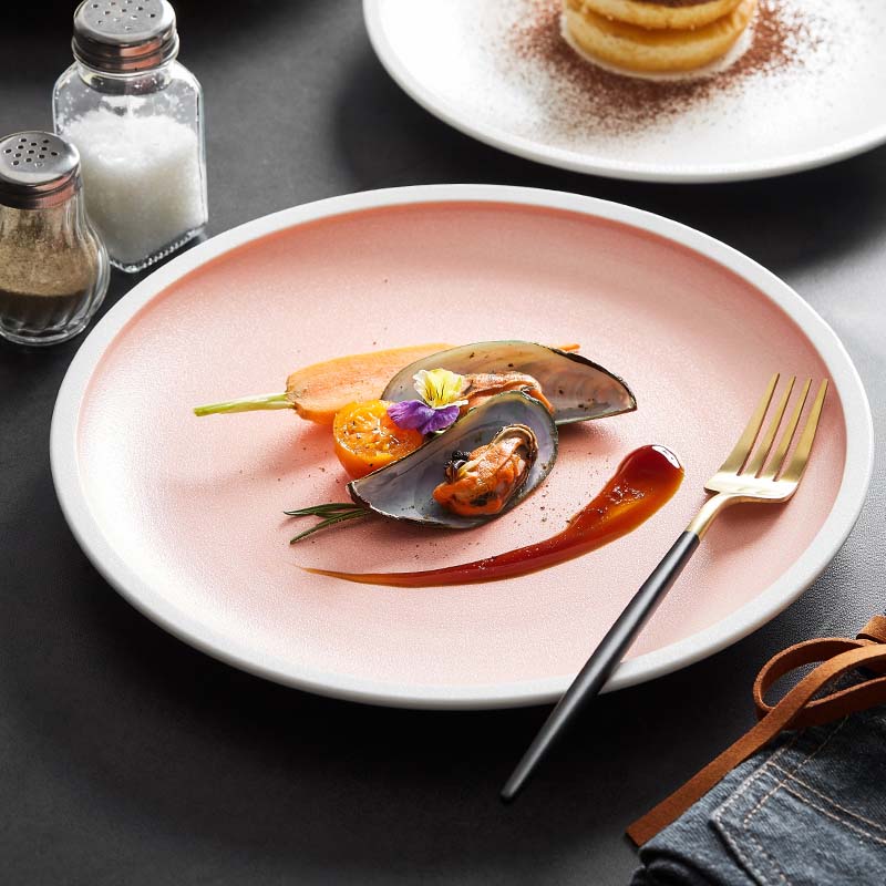 Assiette à steak et à dessert, ensemble de plats de cuisine occidentale de couleur nordique, assiette à pâtes pour restaurant de célébrité