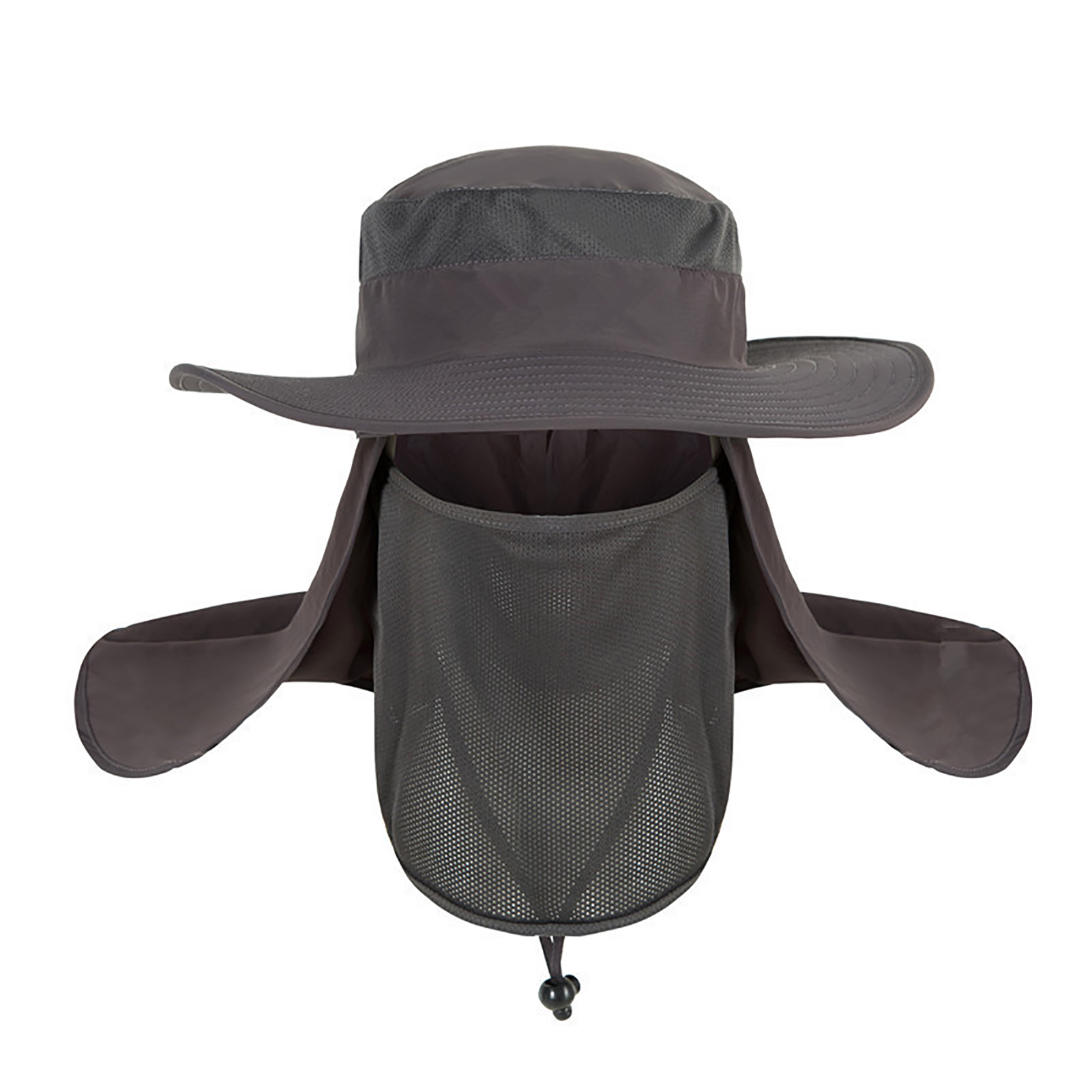 Summer Outdoor Sun Protection Fishing Cap Neck Face Flap Hat Wide Brim Face Neck Cover Protection for Men LL@17: Dark Grey