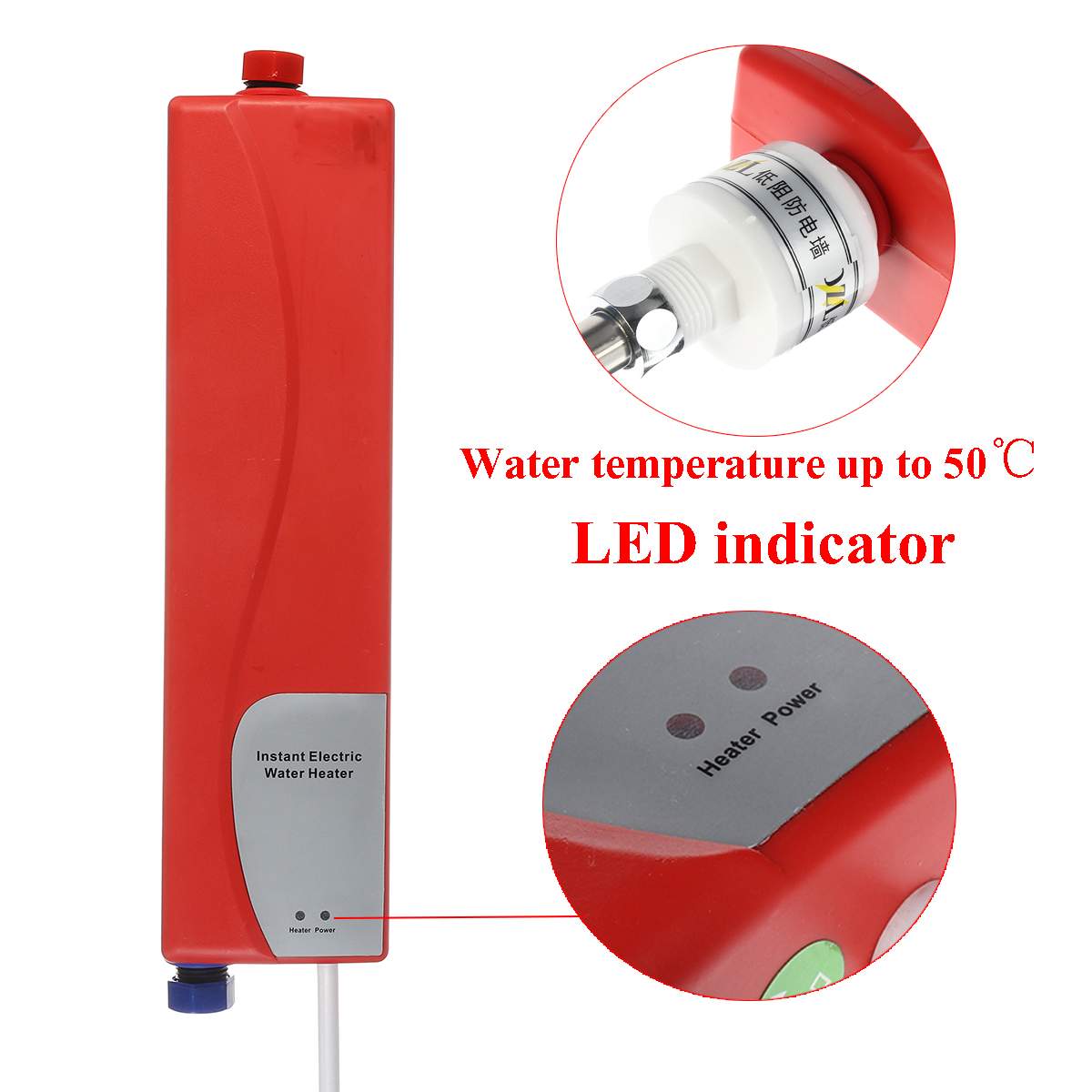 3000W 220V 50Hz Instant Elektrische Tankless Boiler Met Douchekop En Water Pijp Set Keuken badkamer Douche Eu Plug