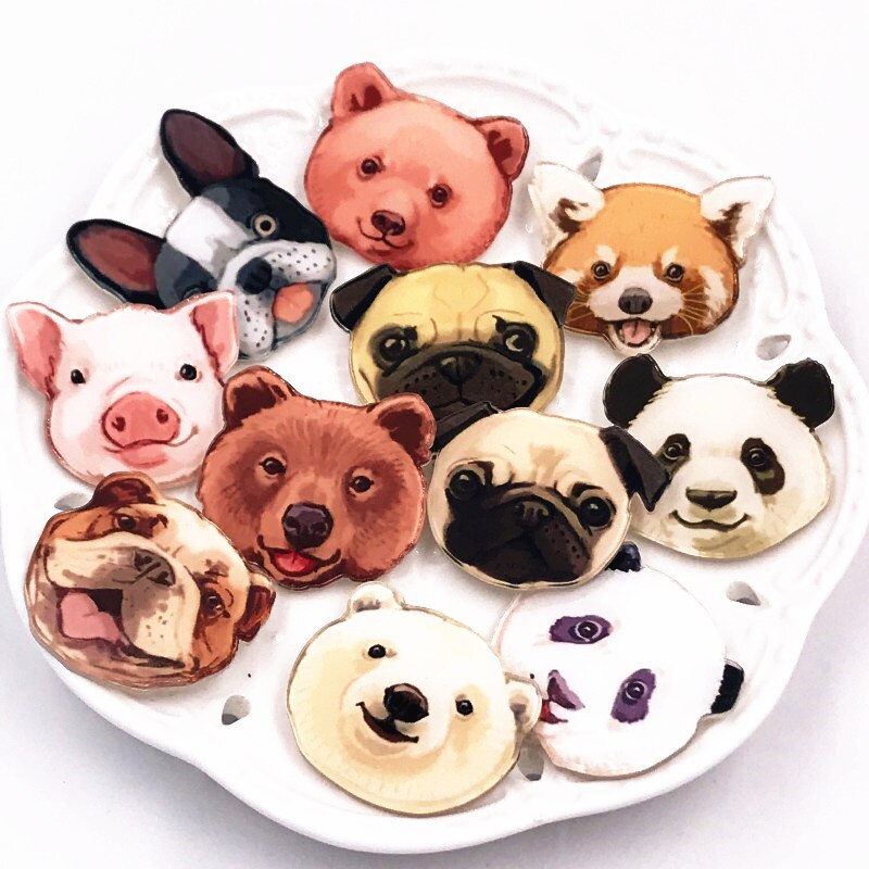 1Pcs Olieverf Creatieve Icoon Broche Leuke Dier Pin Acryl Panda Varken Hond Badge Voor Kids Beloningen Zak Hoed sjaal Decoratie