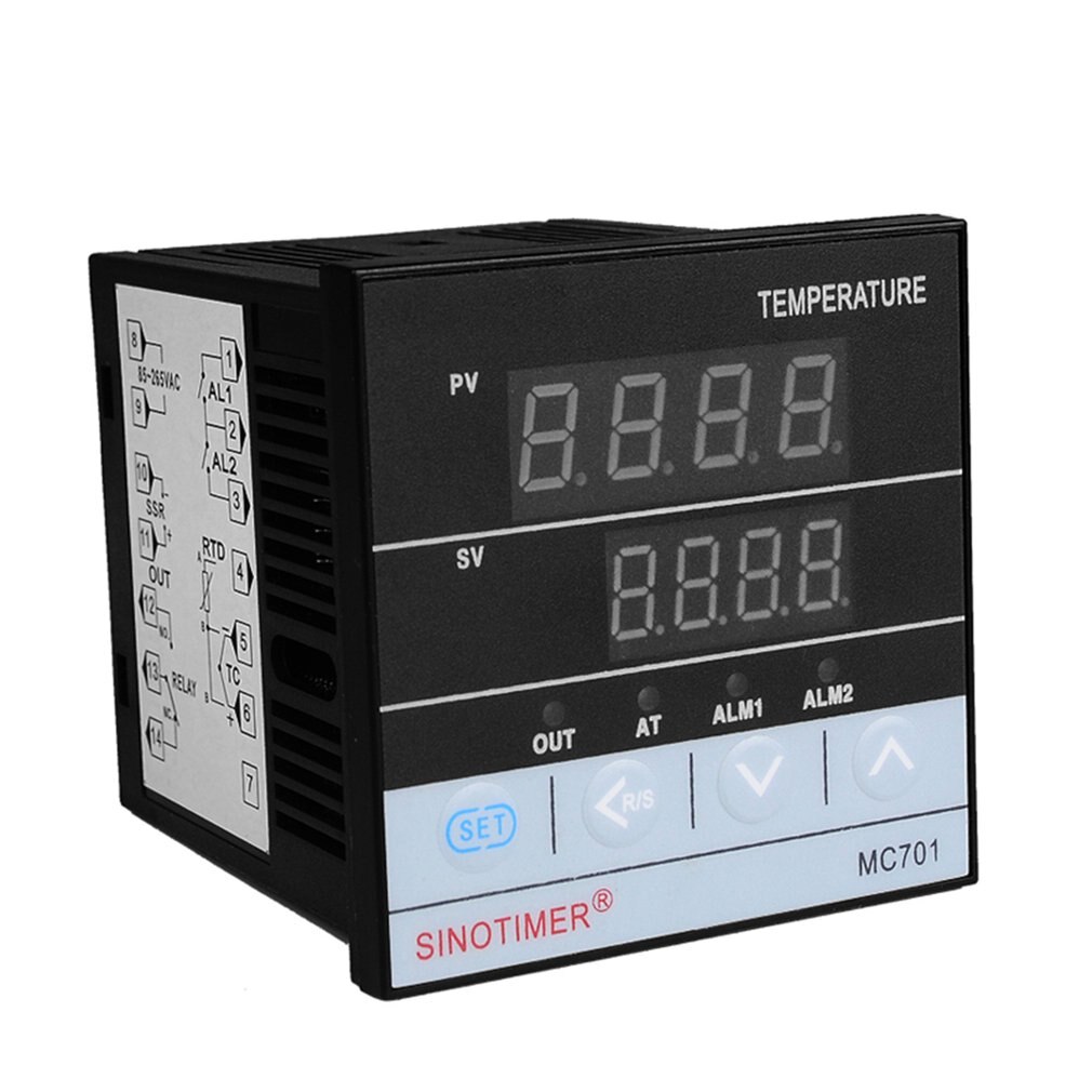Contrôleur de température, entrée PT100 K, Thermocouple numérique PID SSR, sortie de relais de chaleur avec alarme, coque courte Fahrenheit