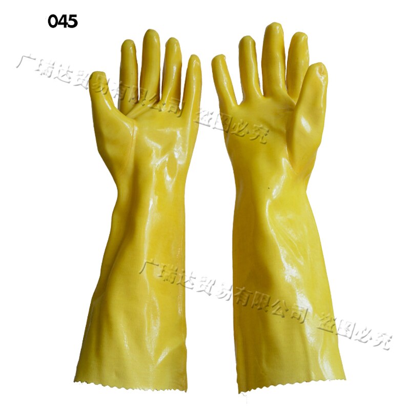 Rubberen pvc werkhandschoenen bestand tegen zuur alkali oliebestendige handschoenen industrie verlengd verdikte arbeidsbeschermende handschoenen: 45cm