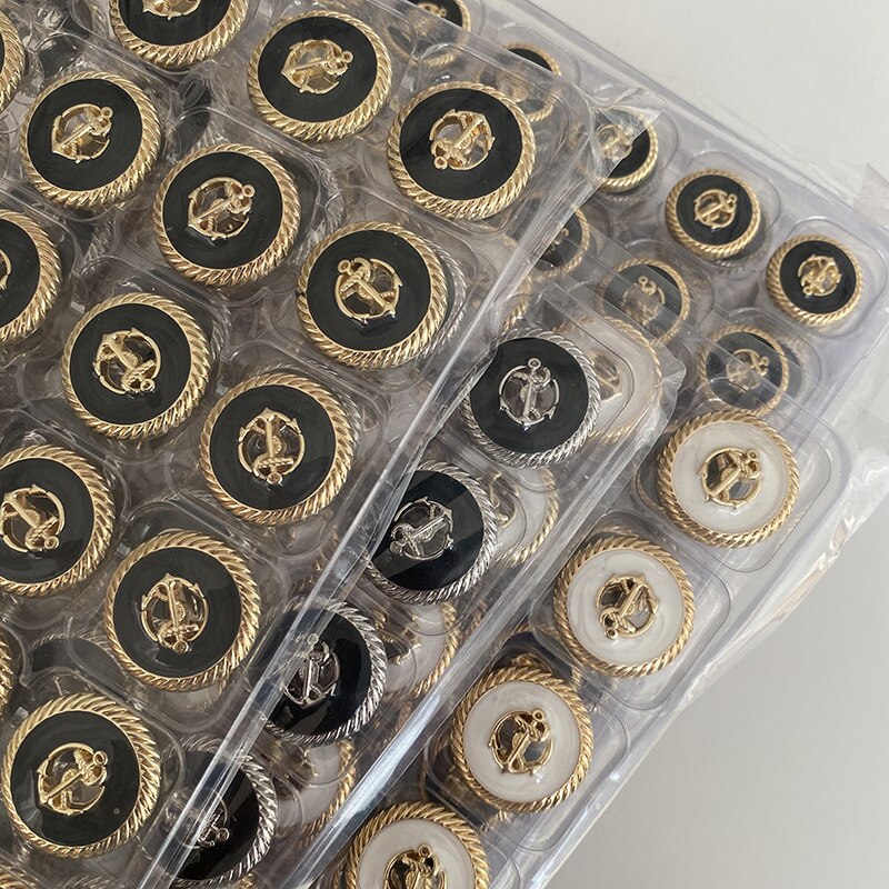 Retro Hollow Anchor Metal Buttons For Coat Jacket Suit Sweater Cardigan Sewing Decorative Needlework Diy Handicraft Vintage 6pcs