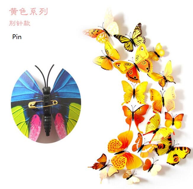 stijl 12 Pcs Dubbele laag 3D Vlinder Muur Sticker op de muur Home Decor Vlinders voor decoratie Magneet Koelkast stickers: 4