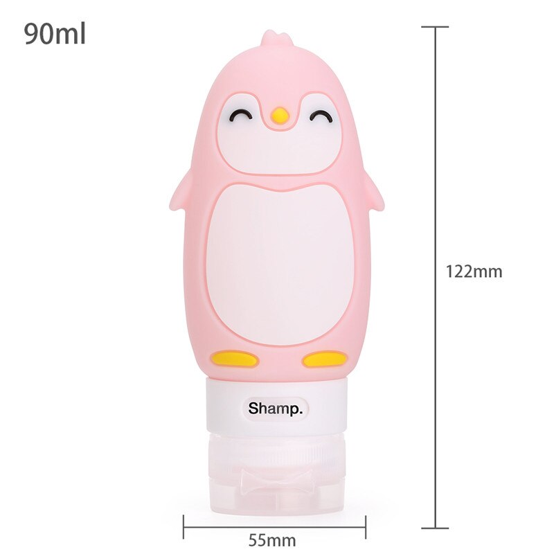 3/1pcs portable Outdoor travel set bottle squeeze cartoon animal modeling bottle Silicone little empty bottl Multi-purpose: 90ml pink