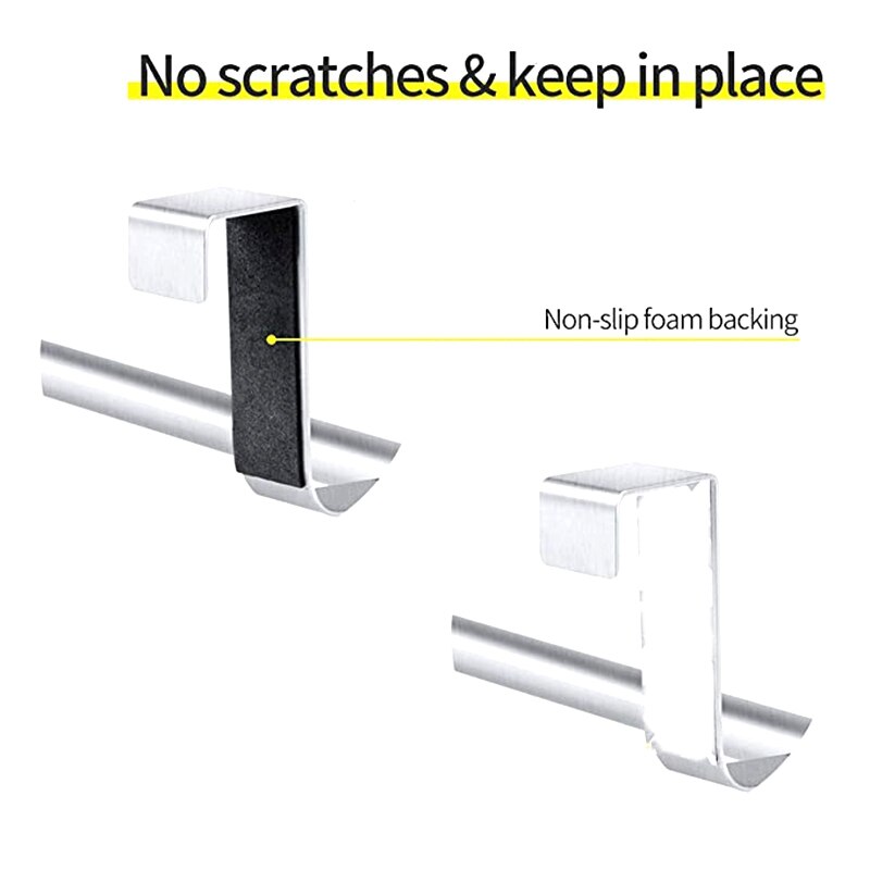 2 Pcs Stainless Steel Over Door Towel Rack, Bar Holders Fit For Cabinet Cupboard Doors To Hold Hand And Dish Towels