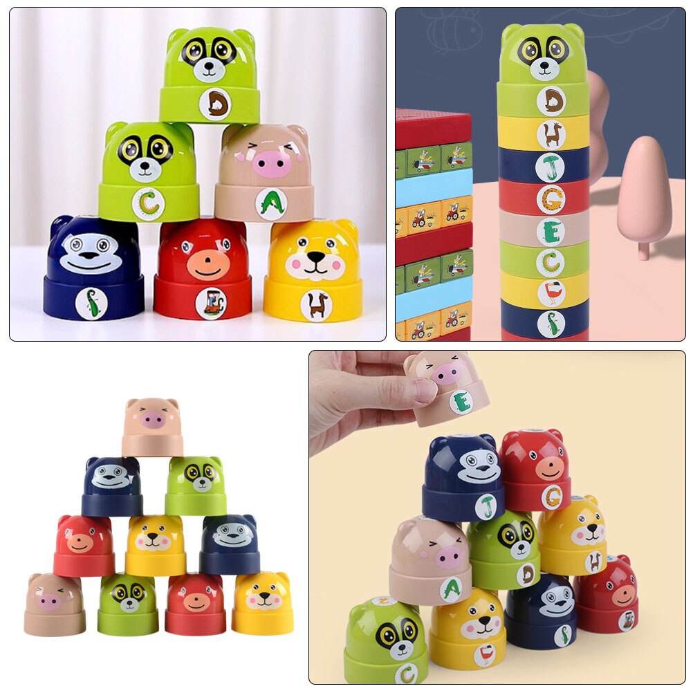 1 Set Children Cartoon DIY Stacking Games Colorful Block Stacking Toys