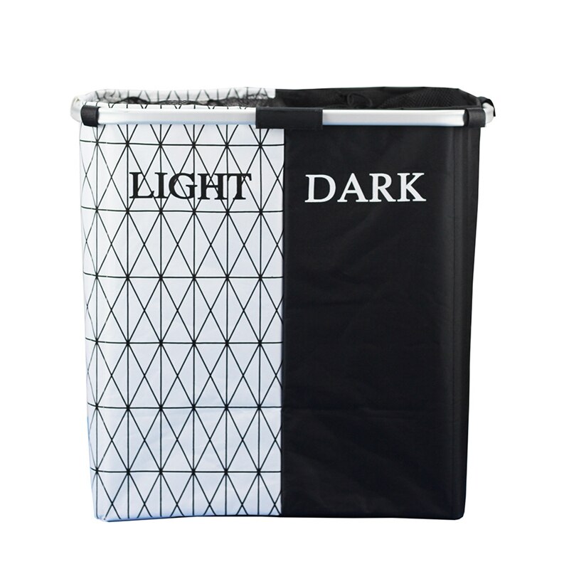Cesta de ropa sucia plegable, tubo de aluminio, doble rejilla, tela para el hogar, almacenamiento de ropa, cesta de lavandería de dos colores: Verde claro
