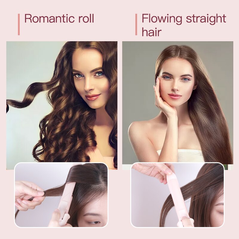 Pritech-Rizador de pelo 2 en 1, plancha para rizar el cabello, rodillo recto, varita eléctrica inteligente, herramienta de peinado