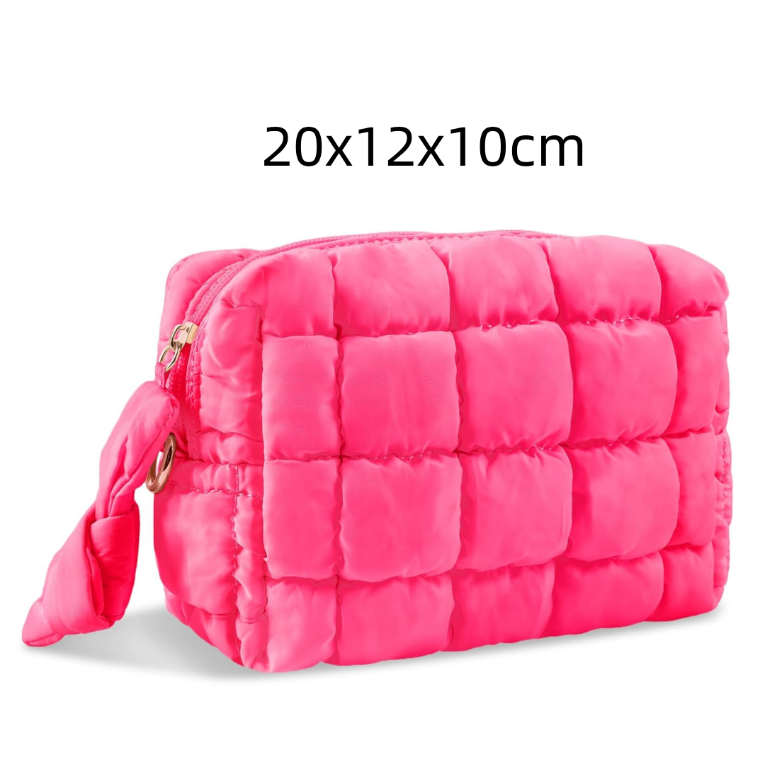 Makeup Bag Travel Toiletry Bag, Puffy Padded Make Up Bags for Women Makeup Organizer Case, Wide-open Pouch Purse Travel Essentia: PURPLE