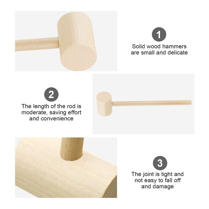 16 Pieces Wooden Crab Lobster Mallets Seafood Shellfish Crab Mallet Solid Hardwood Crab Hammer for Cracking Seafood Tool