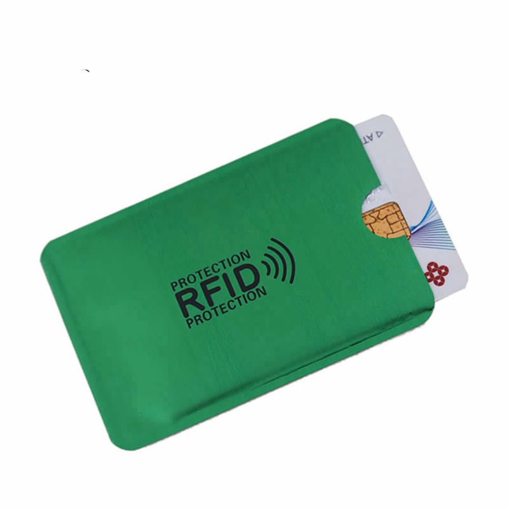 5 uds. Lector de bloqueo de cartera de aluminio anti RFID NFC Lock tarjetero para tarjetas bancarias Id Bank Card Case Protection Metal titular de la tarjeta de crédito: green