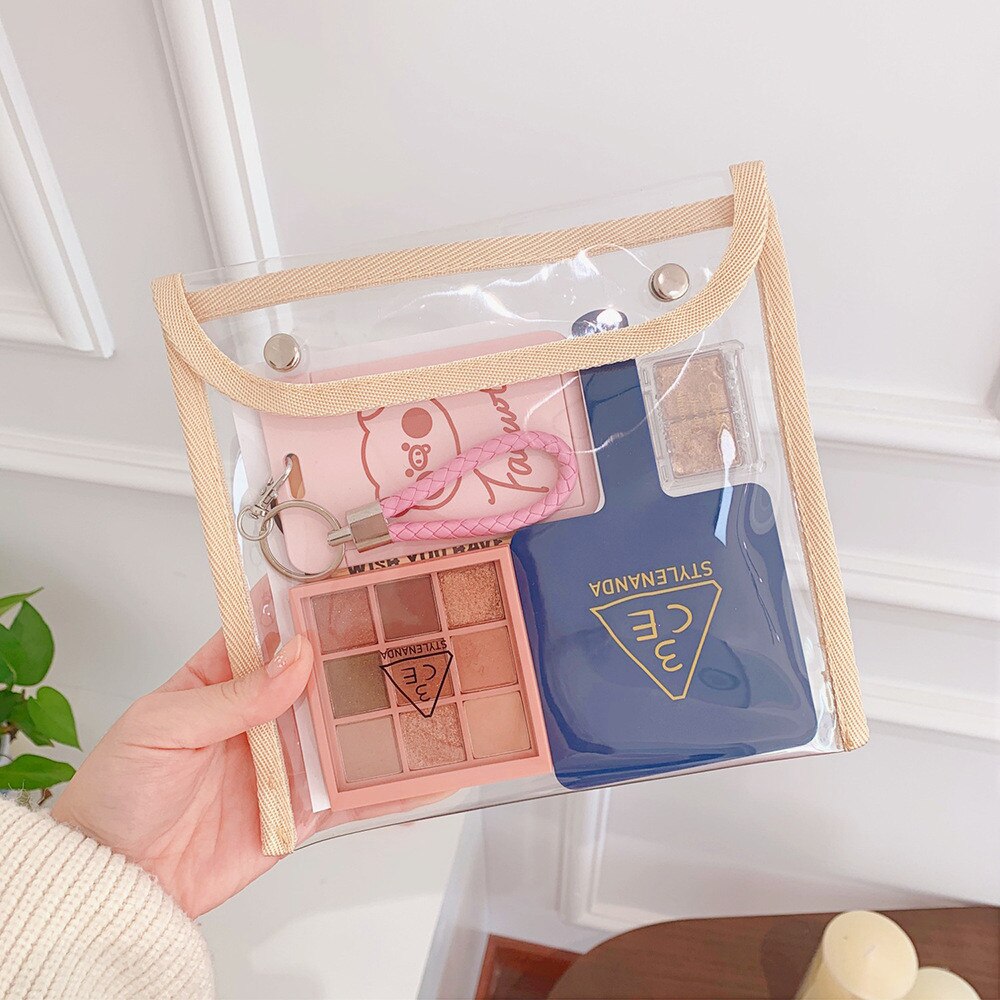 Transparent File Pocket Bag PVC Large Capacity Waterproof Cosmetic Makeup Storage Bag Student Pencil Bag Stationery