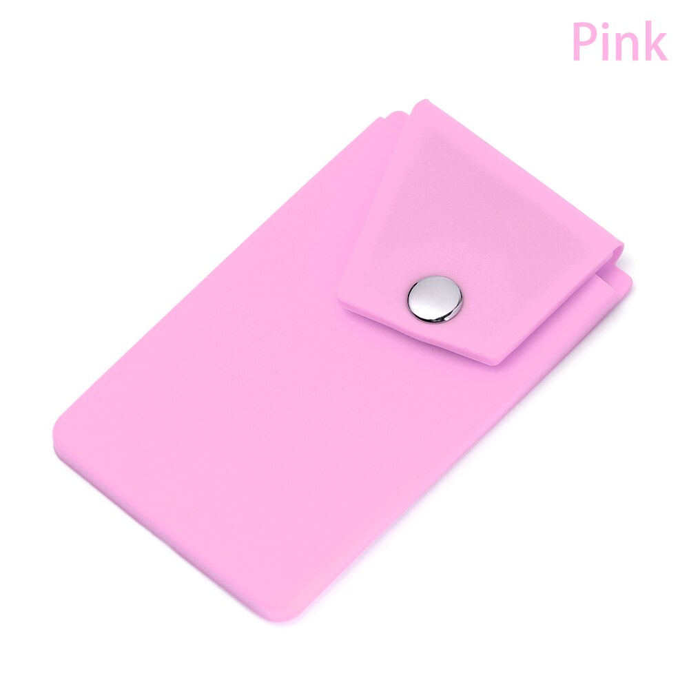 1PC Adhesive Silicone Telefoon Portemonnee met Snap Pocket Telefoon Terug Stick-on Elastische Credit Card Houder met Standaard voor Smart Telefoon: pink
