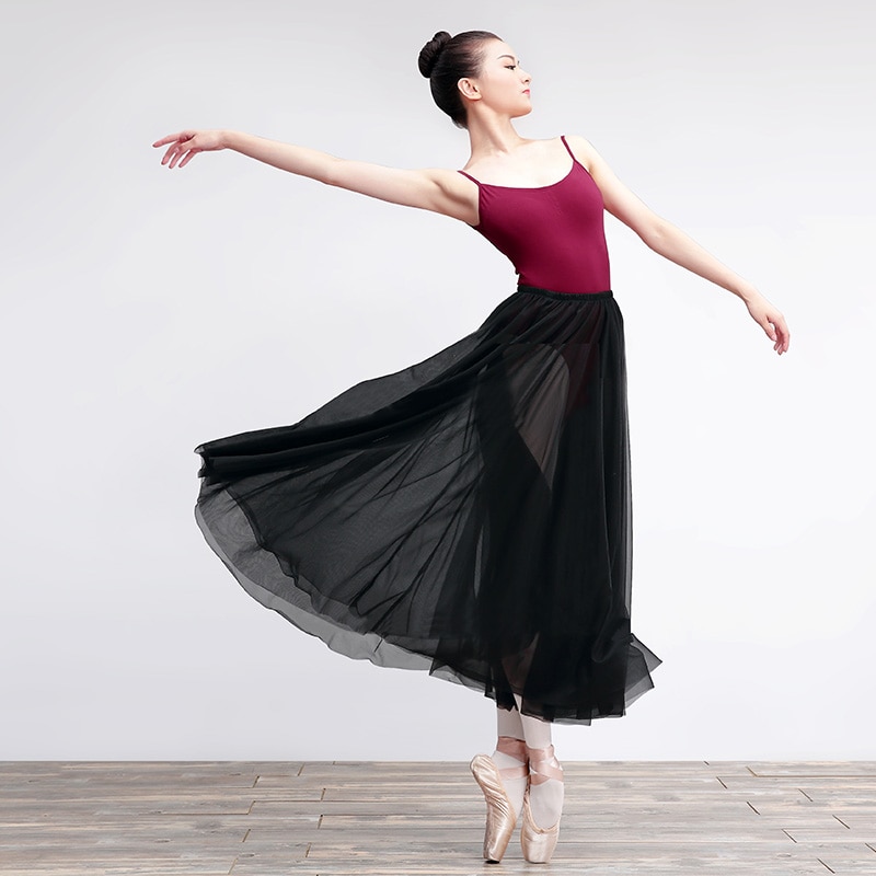 Långa balett tutukjolar för kvinnor vuxna lyrisk vit mjuk mesh kjol 2 lager dans kjolar ballerina tyll tutu