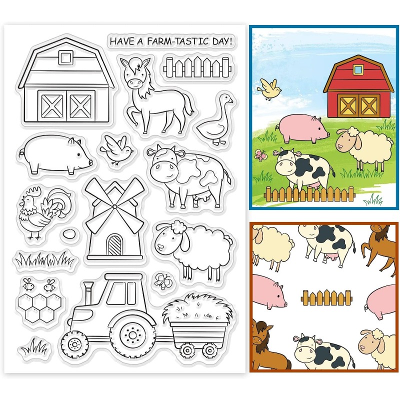 1 vel decoratieve duidelijke stempels plastic stempels boerderij dier siliconen stempel filmframe transparante zegel stempels voor cadeau fotoalbum