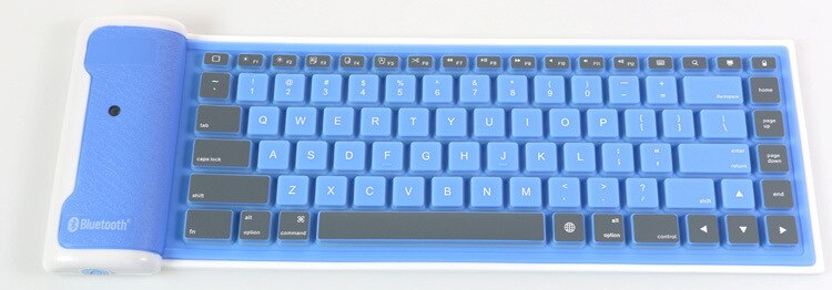 Wireless Bluetooth Keyboard Foldable Roll Up Silent 87key Keypads Soft Silicone Flexible Teclado For PC Huawei Iphone Tablet: Blue