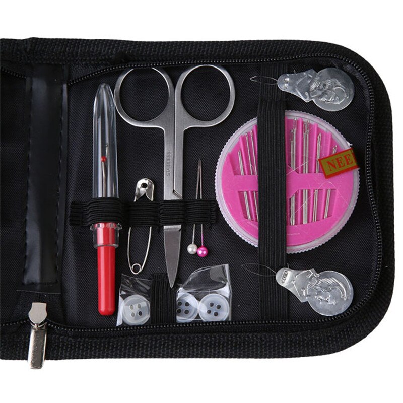 Draagbare mini-reisset met 12 naalden, naaiset, opbergtassen, diversen, organizer voor huishoudelijk gereedschap  ej878479