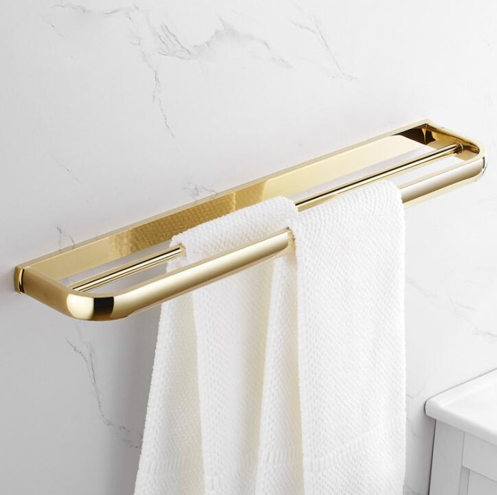 Koper Handdoekenrek Europese Stijl Golden Badhanddoek Rack Badkamer Badkamer Kamer Plank Hardware Hanger Set Bad Hardwares