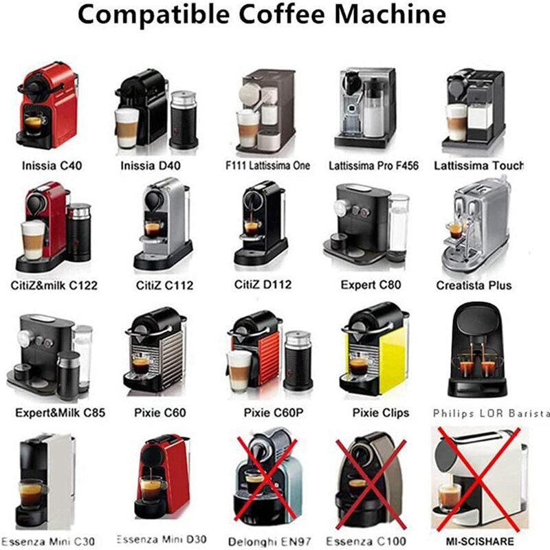 2x Hervulbare Koffiecapsules - Roestvrij Staal Herbruikbare Cups met 100 Dekseltjes - Voor Nespresso Apparaten