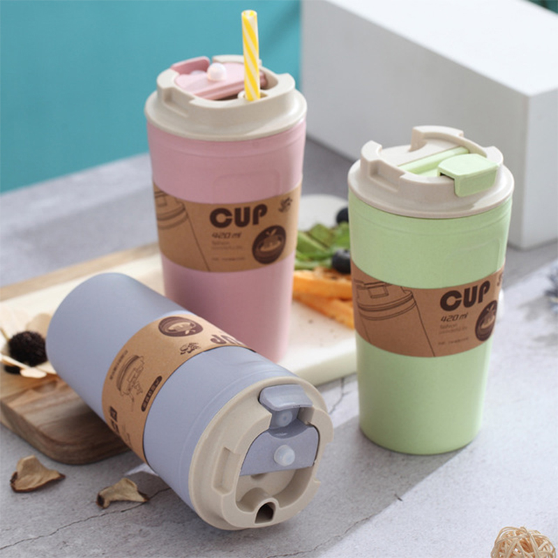 420ml Tragbare Kaffee Becher Mehrweg Bambus Faser Tasse Wasser Tassen Eco Freundliche nicht-Unterhose Solide Trinken Ware Becher Tee Kaffee Tassen