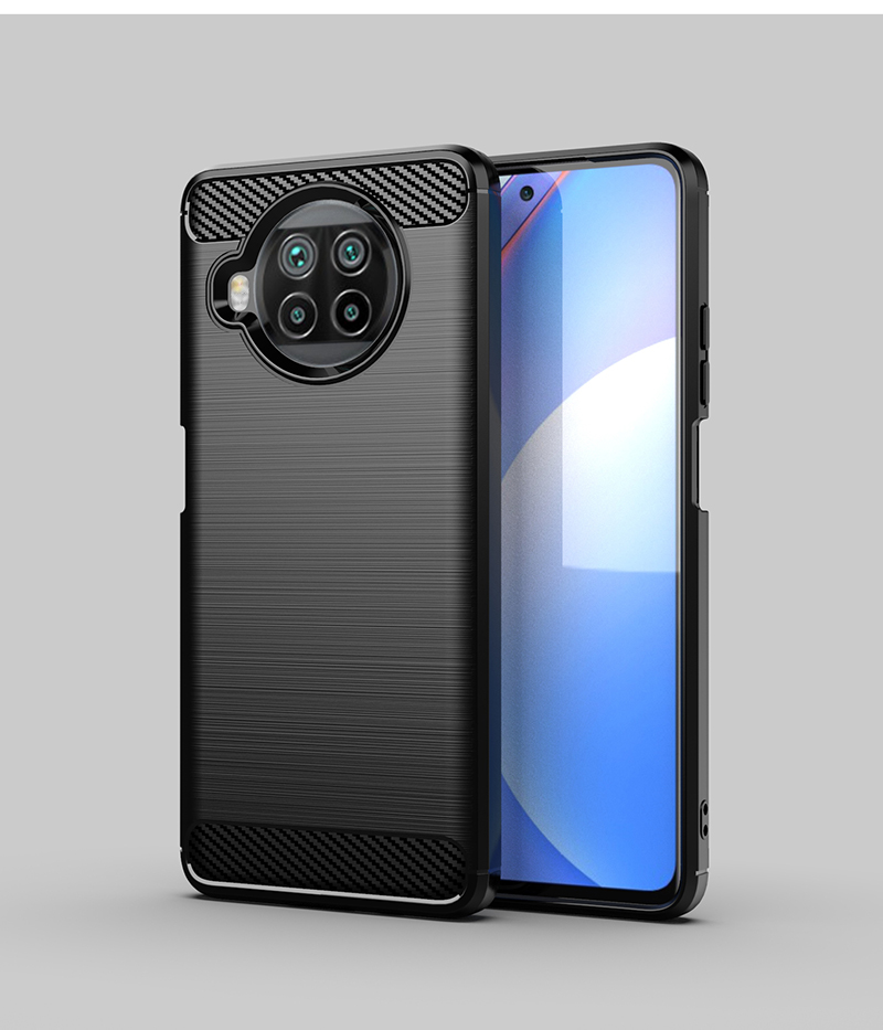 Para Xiaomi Mi 10T Lite 5G funda de silicona de fibra de carbono para Xiaomi 11T Pro 12 10T 10 11 Lite funda para Xiaomi Mi 10T Lite: nylon / Negro