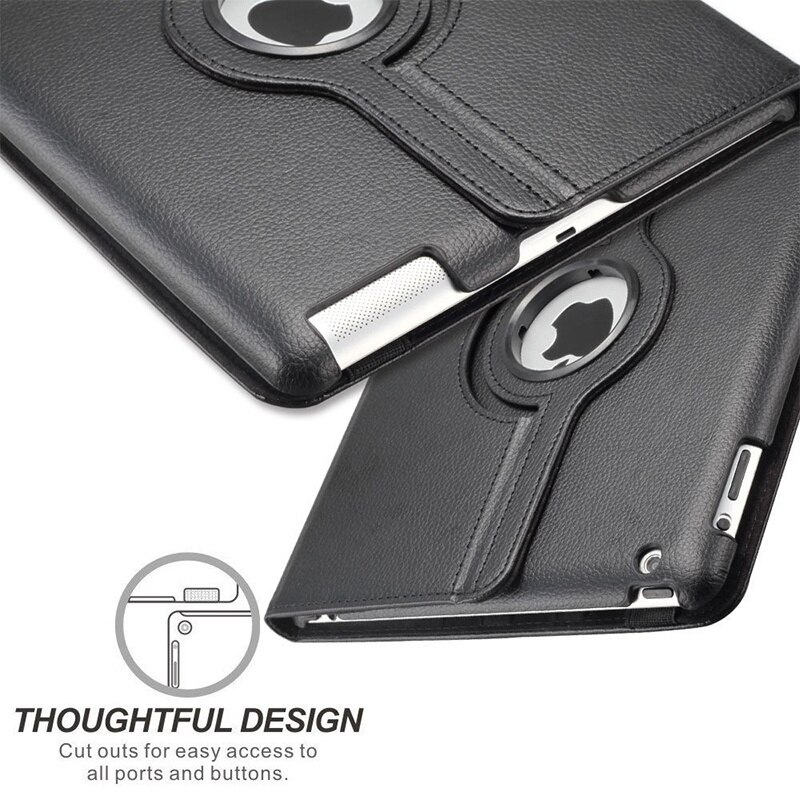 360 stopni obracanie PU skórzane etui z klapką dla iPad Mini 1 2 3 stojak uchwyt przypadki inteligentny Tablet Case A1432 A1454 A1600 A1490
