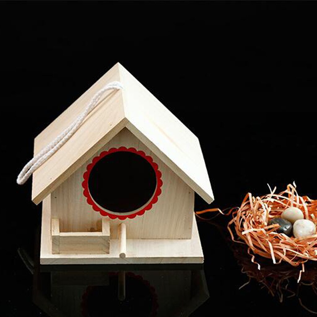 Wooden Bird House Hanging/Nest/Feeding Box Handmade For Home Garden Decor L Bird Supplies