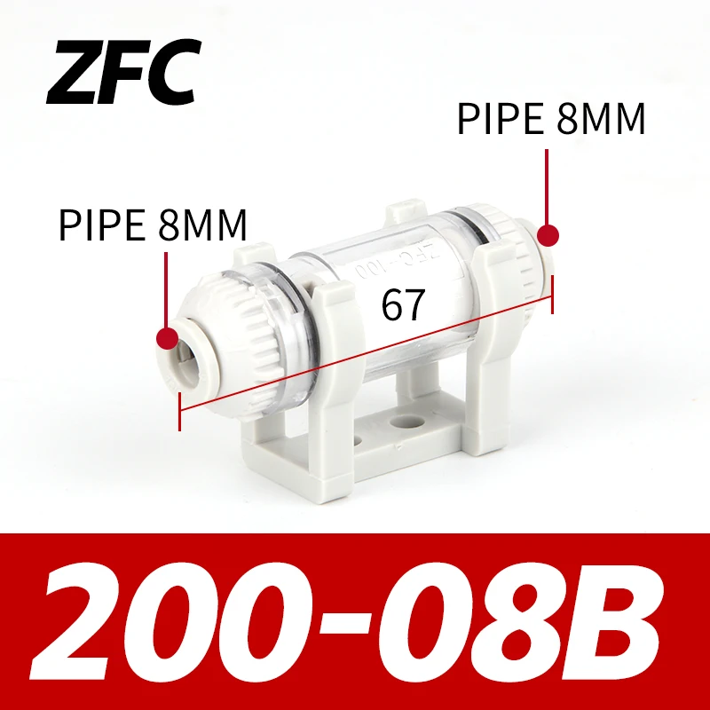 Filtro de vacío neumático de tubería ZFC en línea, elemento de fibra extraíble para ventosa de aire AZFC100 AZFC200 ZFC100-06B ZFC200-08B: Negro