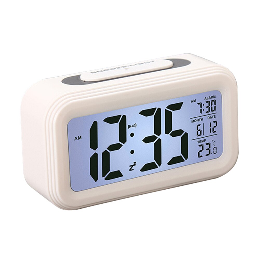 Digital Alarm Clock Bedside Night Light Display Clocks Kids Girls Boys Room Decoration Clock: White