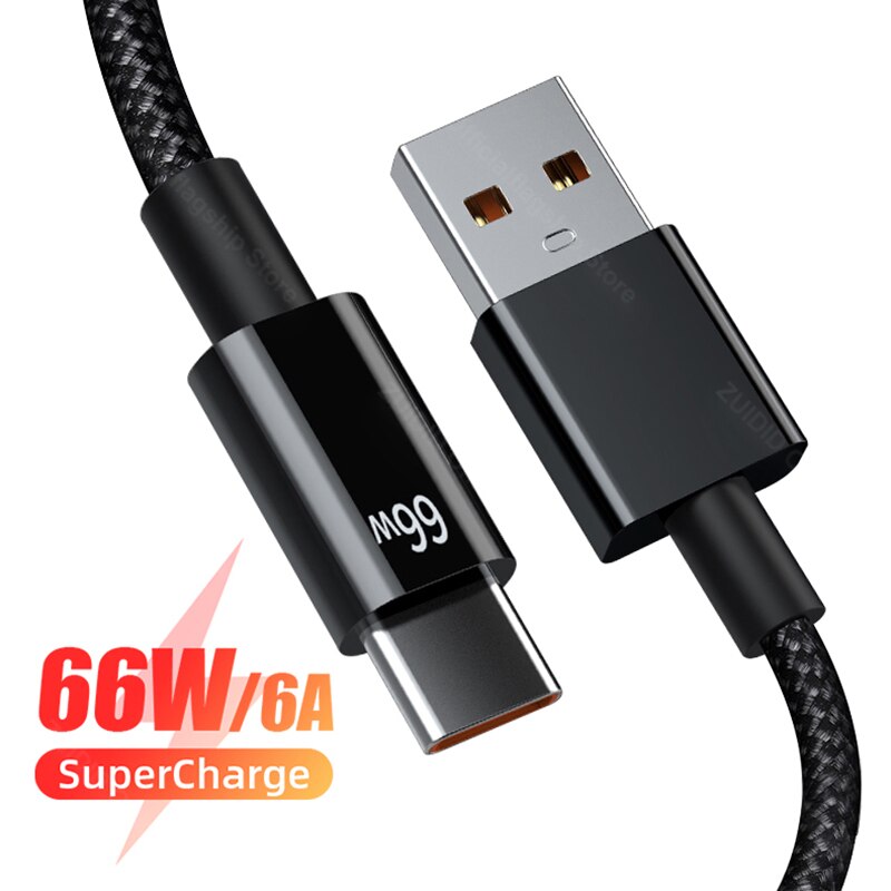 66W Usb Type C Kabel 6A Fast Charging Oplader Draad Koord Nylon Data Usbc Telefoon Kabel Voor Huawei P50 xiaomi Mi 10 Samsung S20 1/2M