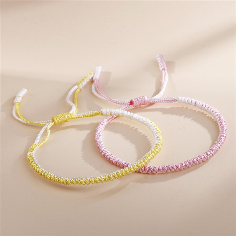 Original Multi couleur Bracelet tibétain bouddhiste chanceux à la main noeuds corde réglable Bracelets porte-bonheur & Bracelet pour femmes hommes bijoux