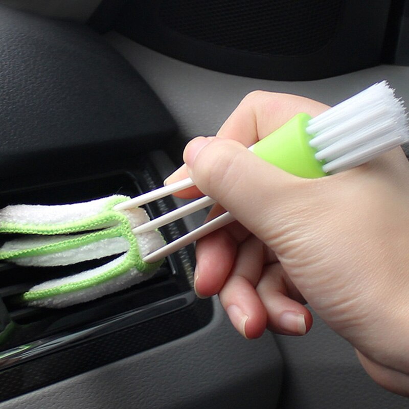 Cepillo limpiador portátil de doble punta para aire acondicionado de coche, limpiador de hendiduras de ventilación, instrumental para polvo, cepillo de limpieza de teclado ciego, 1 ud.