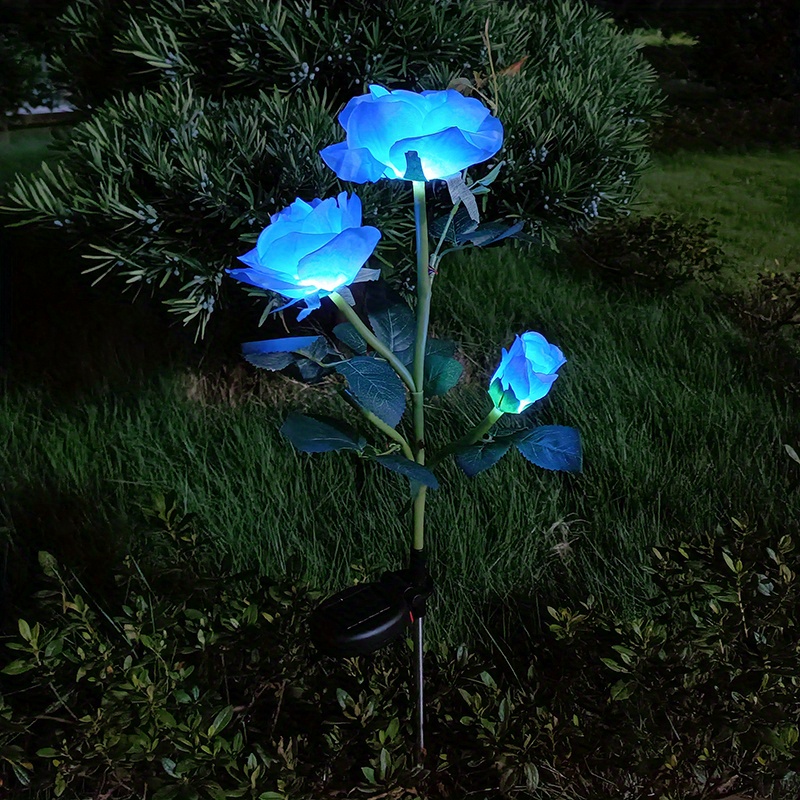 Luz Solar de rosa para jardín, LED realista, flor de rosa, decoración de cementerio, luz de estaca, jardín, patio, tumba, decorativa, resistente al agua: Bosque Verde