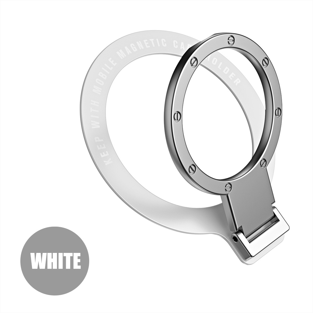 Suporte giratório de anel de dedo para celular, suporte magnético para magsafe, suporte universal para aperto traseiro de telefone: Branco