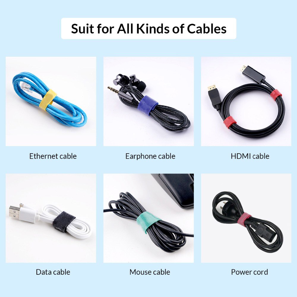 5m Nylon Cable Ties Organizer Cord Winder Strap USB Cable Holder Protector Earphone Mouse Wire Management For Home Office
