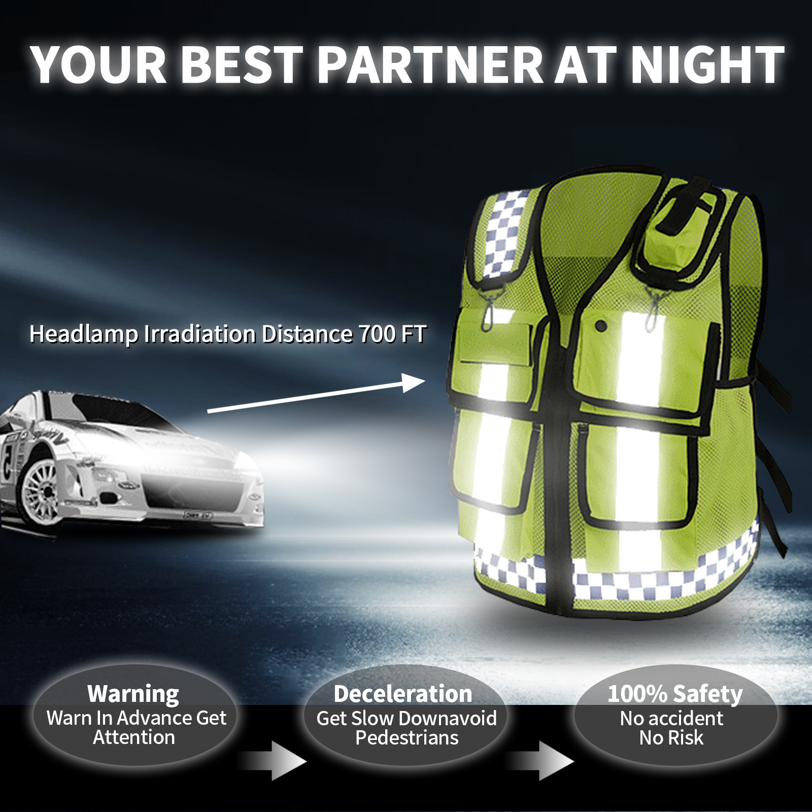 Police Reflective Vest High Visibility Reflective Bonded Multiple Pockets Vest Mens Mesh Adjustable Safety Vest