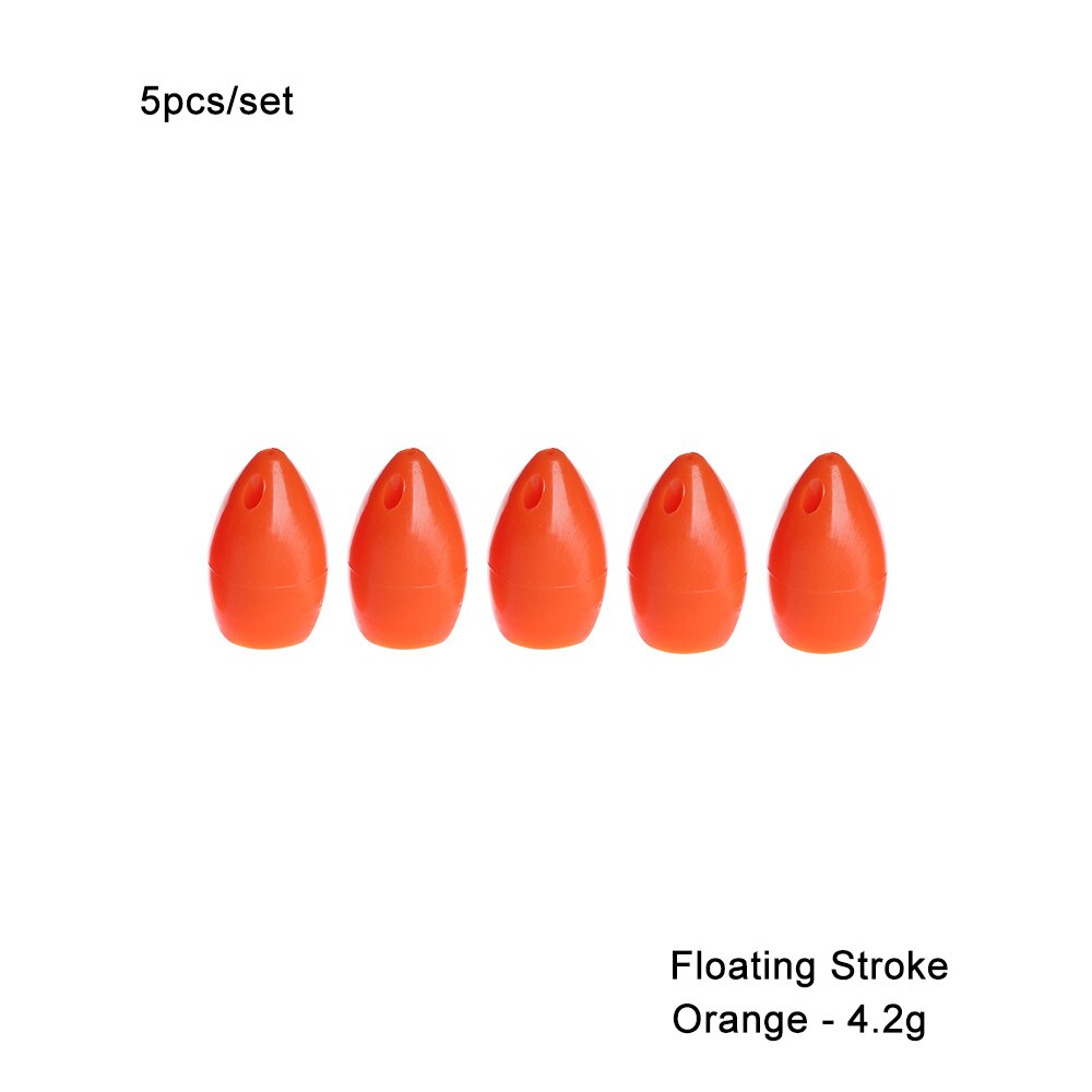 5PCS Artificial Flies Fishing Lures Tackle Floating Shot Assistant Long Cast Assistor Sinker Tackle Beads Fishing Rig Accessory: Orange 4.2g