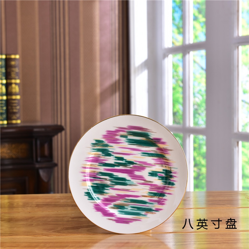 European plate French court bone plate porcelain 10 inch 8 inch plate Coffee Cup English cup afternoon tea set: white