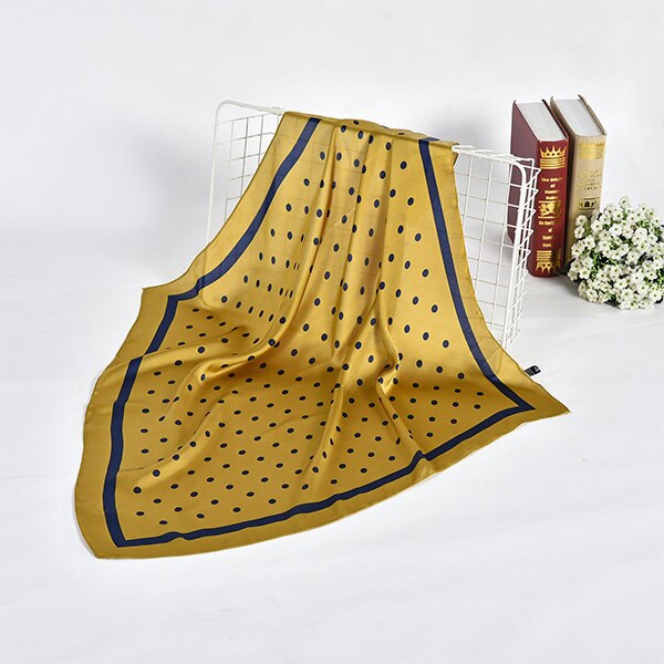 Foulard foulard multifonctionnel imprimé à pois pour femme, foulard hijab, foulard portefeuille, bandana, imitation soie carrée: ginger