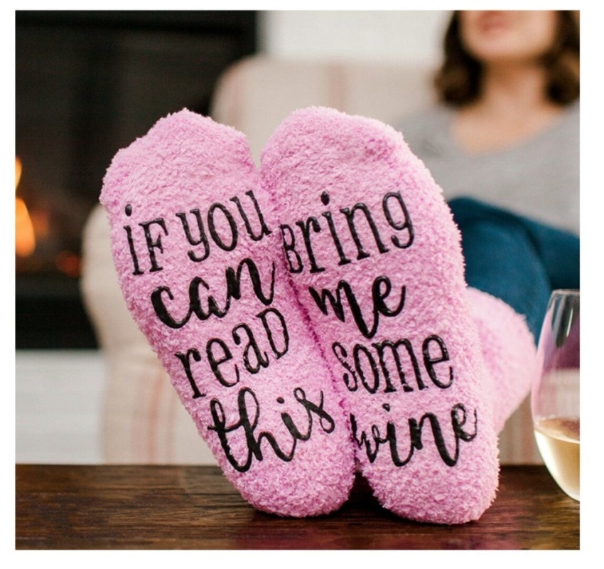 Socks If You Can Read This Bring Me A Glass of Wine Socks Autumn Dobby Christmas Socks Funny Socks