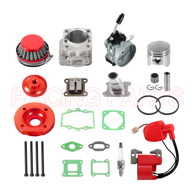 Cilinder Kit 19 Mm Carburateur Luchtfilter Voor 2 Takt Tweetakt 47cc 49cc Pocket Bike Mini Atv Quad Groep: Rood