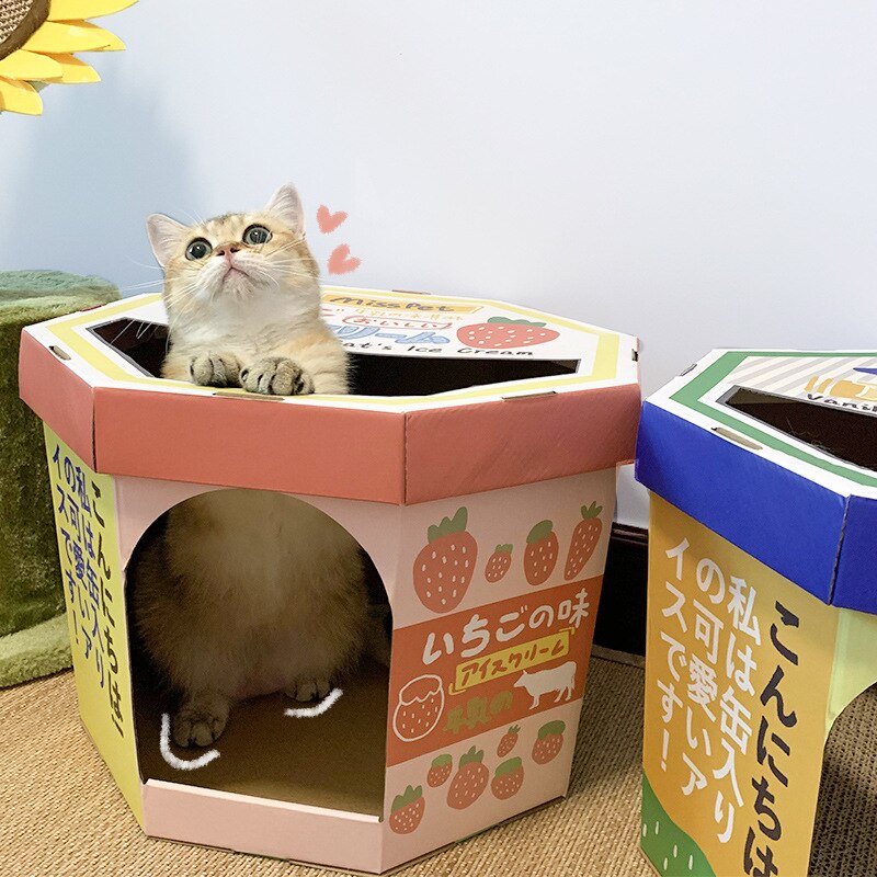 Melk Doos Kat Huis Kat Doos Nest Kat Krasraad Grinder Klauw Slijtvaste Supplies Pet Kat Slaap Spelen bed