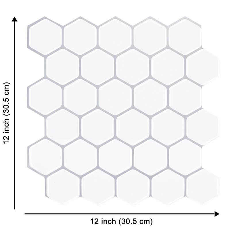 Hexagon Stronger Adhesive Wall Tiles 3d Effect Waterproof Kitchen Backsplash Wall Tiles --5 Sheets: Default Title